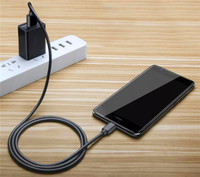 Kabel Pengisi Daya Cepat, Kabel Pengisian Daya 1 M 3 Kaki Kualitas Tinggi Od4 Mm TPE Tebal Mikro V8 Usb B untuk 1 M Samsung Micro V8