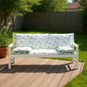 Juego de 2 cojines para banco de exterior con diseño de plantas verdes, resistentes al agua, extraíbles, lavables, para todas las estaciones, rectangulares, de poliéster - Product Image 2