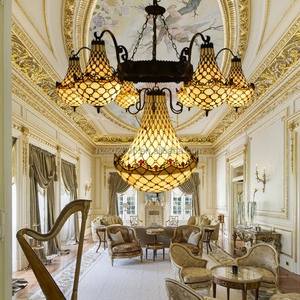 Lámpara de araña Tiffany de cristal con múltiples cabezales, estilo vintage, para hotel, restaurante, villa, colgante de lujo para edificios altos - Product Image 3