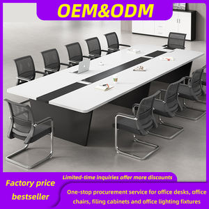 Table de formation rectangulaire en bois massif moderne, grand bureau de conférence minimaliste, table de négociation d'équipe personnalisable - Product Image 4