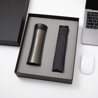 Set de Regalo Empresarial de Lujo con Termo, Paraguas y Libreta, Caja de Regalo Corporativa de 3 Piezas con Logotipo Personalizado para Clientes y Empleados