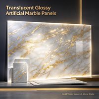 Dalles de pierre frittée translucides brillantes à veines dorées personnalisées, panneaux de marbre artificiel résistants aux acides et aux alcalis, résistants à la chaleur et au gel