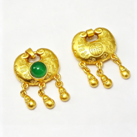 Pendentif de serrure en cuivre antique plaqué avec le caractère Fu chinois traditionnel et un pompon en forme de gourde, breloque polyvalente pour bijoux DIY