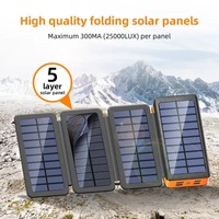 Chargeur de batterie portable 30000mAh avec charge rapide pliable 10W panneau solaire 5V LED Powerbank mobile extérieur