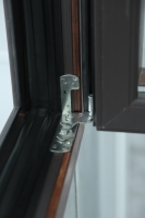 Ventanas de Madera Sólida de Padauk Africano de Primera Calidad con Revestimiento de Aluminio para Villas de Lujo