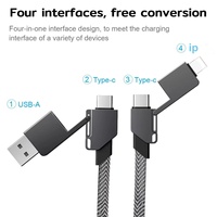 Câble USB magnétique 4-en-1 tout-en-un PD 60W à charge rapide avec conducteur en cuivre pur pour ordinateurs et appareils mobiles – Vente en gros