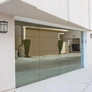 Puerta DE GARAJE DE ALUMINIO automática eléctrica, hoja de espejo de cristal con aislamiento para puerta de garaje, 2023, 2017