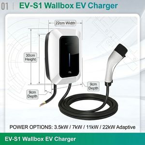 Borne de recharge murale intelligente 22 kW pour véhicules électriques, niveau 2, type 2, avec contrôle par carte RFID <span class=keywords><strong>Bluetooth</strong></span> 4G pour voitures électriques - Product Image 2