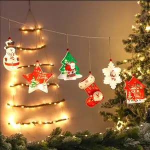 أدى الزخرفية أضواء 3D ثلج الجوارب ندفة الثلج أضواء عيد الميلاد شجرة ستار شنقا جو احتفالي البطارية مصابيح تعليق للزينة