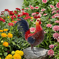 Décoration de jardin vintage style ferme européenne : Aiguille à vent et coq en fonte rouge et blanc, dissuasif pour les oiseaux