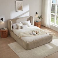 Cadre de lit Lifely Cocoon minimaliste et confortable en velours capitonné avec tête de lit haute, tailles King/Queen, mousse haute durabilité