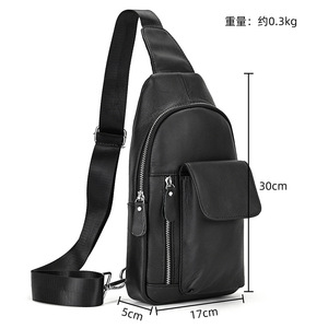 Sac de poitrine en cuir véritable hommes printemps et été <span class=keywords><strong>sortie</strong></span> sac à bandoulière noir marron Pack téléphone sac à bandoulière 2025 - Product Image 2