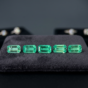 Piedras Sueltas Verdes Rectangulares de Corte Escalonado, 5 Piezas, Corte Esmeralda, Cultivadas en Laboratorio, Tratadas Térmicamente, Facetadas, Personalizables, para Joyería - Product Image 6