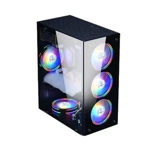 Gaming PC Case ATX/M-ATX/MINI-ITX USB3.0 Mid Tower Transparent Glass Computer Case CPU Cabinet Chassis For Desktop With RGB Fans