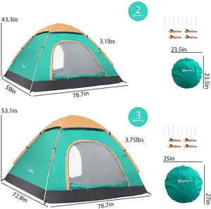 Amazon Menjual Panas Camping Tent untuk 2-4 Orang Keluarga Dome Tahan Air Backpacking Tenda Setup Yang Mudah