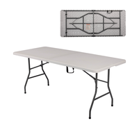 Tables pliantes en plastique légères, modernes, blanches, rectangulaires, de taille personnalisable, bon marché, pour les mariages, les fêtes, les hôpitaux et les hôtels