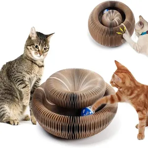 Wholesale Magic Organ Cat Claw Board Foldable Cat Scratch Board Interactive Scratcher Cat Toy With Bell