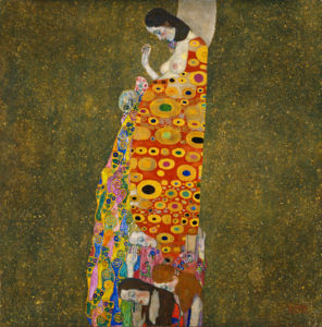 Reproducción de la Pintura al Óleo Decorativa con Lámina Dorada de Lujo Estilo Gustav Klimt, "Esperanza II", para Sala de Estar, Auténtica Reproducción de "Esperanza II" de Gustav Klimt - Product Image 2
