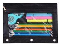 Pochette à crayons multifonctionnelle Gelory Oxford légère, couleur personnalisable, fermeture éclair, 3 anneaux, fenêtre transparente, sac de papeterie, classeur
