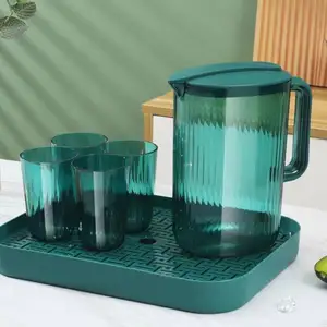 Plastic cold kettle cup tray combination household large-capacity juice teapot with lid transparent pot water set