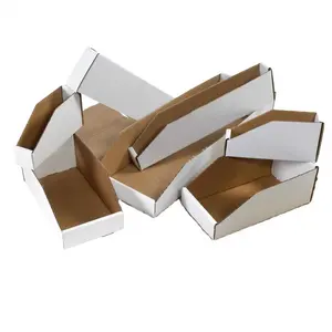 Custom Any Size Foldable Display Stackable Open Top Bin Boxes Tool Inventory Corrugated Paper Storage Boxes Bins