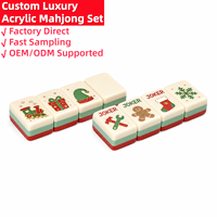 Juego de Mahjong Americano Premium de Navidad, Tablero de Mahjong Acrílico Multicapa, Regalo Navideño para Niños y Niñas