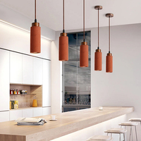 Suspension LED réglable en hauteur, en pierre rouge brique, pour restaurant, bar, comptoir d'hôtel, chambre à coucher, chevet, salon