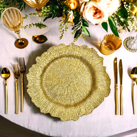 Assiette de présentation réutilisable en plastique argenté/doré de 13 pouces pour mariage, événement, fête, décoration de table