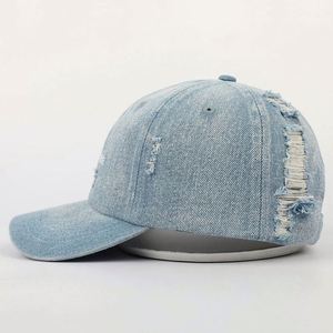 China Supplier 56Cm Base <b>Hat</b>,Unstructured Vintage 6 Panel Denim Distressed Baseball <b>Hats</b>,Bluejeans Embroidered Dad <b>Hat</b> - Product Image 3