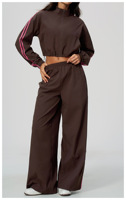 Ensemble de sport confortable coupe-vent pour femme, col montant décontracté, pantalon large, deux pièces, séchage rapide, léger, fitness