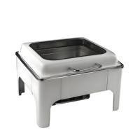 Chauffe-Plats de Luxe en Acier Inoxydable avec Fenêtre en Verre pour Hôtels et Restaurants, Équipement de Maintien au Chaud pour Buffets, Conteneur de Chauffage Alimentaire 6L