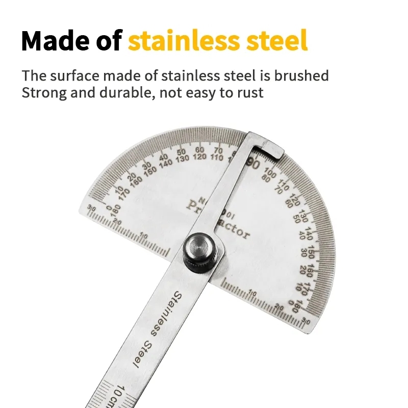 Produktbild von Winkelmesser Metall 0–180° – Edelstahl, 150 Mm, Mit Feststellschraube, Für Tischler, Schule, DIY & Malerei