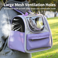 Sac à dos pour animaux de compagnie de luxe en tissu Oxford respirant grande capacité, sac de transport portable et tendance pour chat, idéal pour les voyages en extérieur