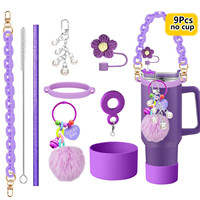 Nouveauté, ensemble d'accessoires pour boissons en Offre Spéciale, breloques en silicone pour gobelets, bottines, paille, poignée, 30oz, 40oz