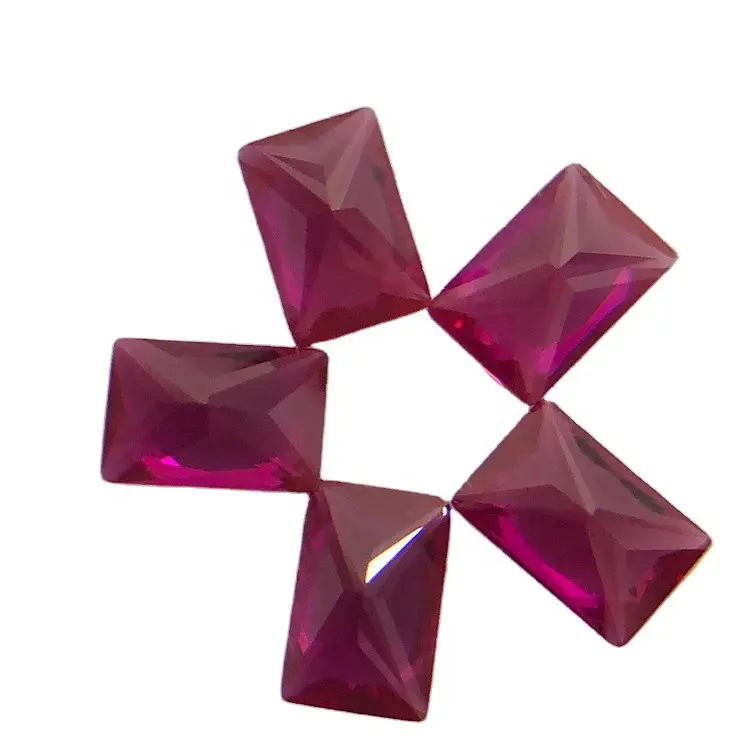 Red synthetic gems 5# rectangular 4x6mm corundum rubies baguette small stone rectangle cut ruby