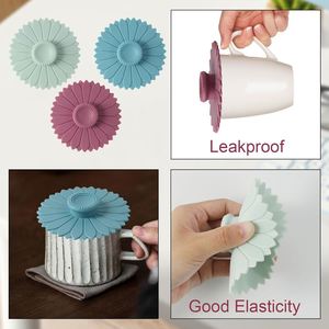 Tapa de Silicona para Vasos en Colores Morandi, Apta para Alimentos, Sellado al Vacío, Diseño Antiderrames, Tapa en Forma de Girasol, Resistente al Calor, Reutilizable - Product Image 3