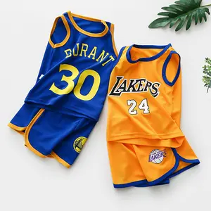 Set Pakaian Jersey Basket Anak-anak, Set Pakaian Olahraga Dua Potong Musim Panas untuk Anak Laki-laki