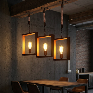 Black Rectangle LED Pendant <b>Light</b> E14 Bulb Base 3500K Warm White Fabric Shade Voice Control Adjustable Height Ra90 <b>Dining</b> - Product Image 2