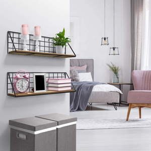 Floating <strong>Shelves</strong> <strong>Wall</strong> <strong>Mounted</strong> Wood Storage Set Hanging <strong>Shelf</strong> for Frames Collectibles Decorative Items - Product Image 6