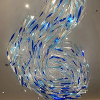 Candelabro de cristal LED de cristal con forma de pez, lámpara colgante de decoración de Villa de vestíbulo de Hotel de diseño personalizado elegante y moderno