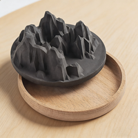 Mini diffuseur d'huiles essentielles en pierre de diatomite de montagne, petit ornement de bureau créatif pour la maison et le bureau, avec support en bois