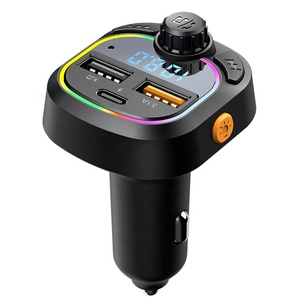 Bộ Phát Mới FM Bluetooth Xe Rảnh Tay Máy Nghe Nhạc Bộ Chuyển Đổi Vô Tuyến Không Dây Bộ Sạc Xe Hơi USB Kép Đèn Nhiều Màu Bộ Điều Biến Fm - Product Image 1