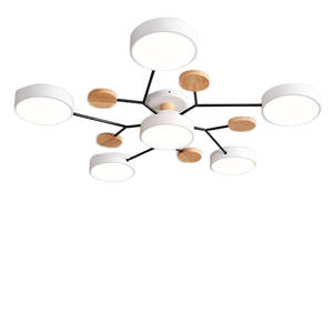 Plafonnier moderne en bois, panneau rond, lustre encastré avec LED IP65 pour salon et chambre à coucher - Product Image 1