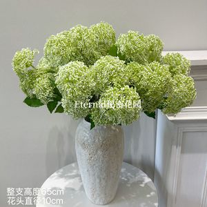 Hydrangea artificielle Secret Garden, blanc et vert, branche unique, décoration florale en plastique pour la maison, les mariages et les bureaux - Product Image 3