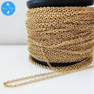 3.2mm stainless steel Gold cable Flat chain Necklace Hypoallergenic JEWELLERY MAKING