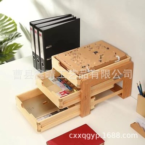 Boîte de rangement cosmétique en bois à tiroir coulissant, organiseur de bureau créatif en bois, boîte de rangement multicouche en bois massif - Product Image 2
