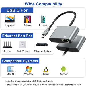 2 Trong 1 Nhôm Hợp Kim Bìa <span class=keywords><strong>USB</strong></span> Loại C 2.5G Ehernet RJ45 1000Mbps Adapter Với Pd Nhanh Chóng Sạc Cổng <span class=keywords><strong>USB</strong></span> <span class=keywords><strong>3.0</strong></span> Hub Chuyển Đổi - Product Image 5