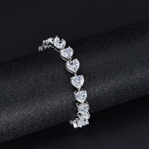 Luxury Tennis Bracelet for Women Rose Gold & Silver Heart with 40 Moissanite Lab Grown Diamonds Party Gift - Product Image 1