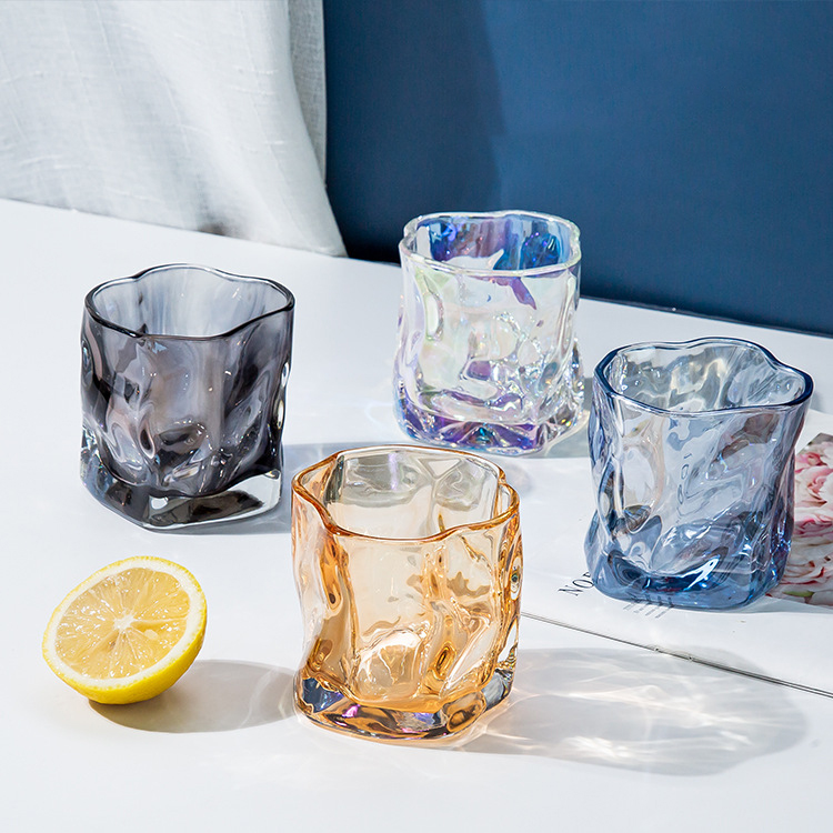 goblet wine glasses 6-Pack Crystal Cut Wine Glasses 12oz Embossed Design Stemmed Ocean Blue 7