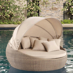 Tumbona Moderna de Ratán en Forma de Huevo con Dosel, Muebles de Metal para Exteriores, Piscina, <span class=keywords><strong>Hotel</strong></span>, Parque, Patio, Playa - Product Image 2